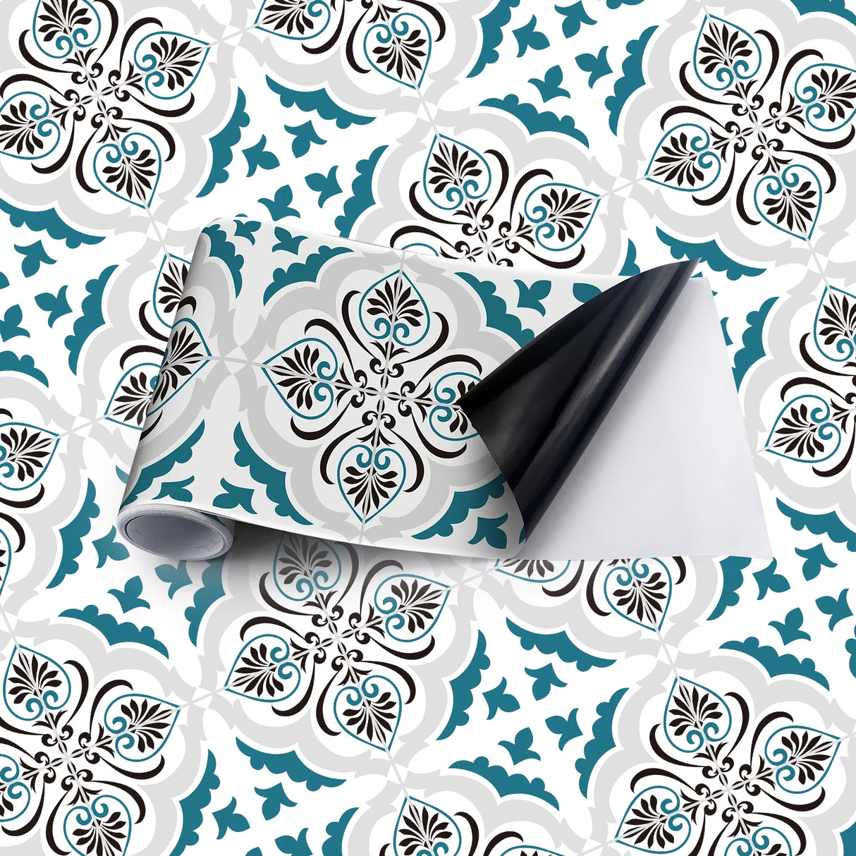 DIYフロアシート モダン柄タイル風 ステッカー 幅20cm x 300cm リフォーム