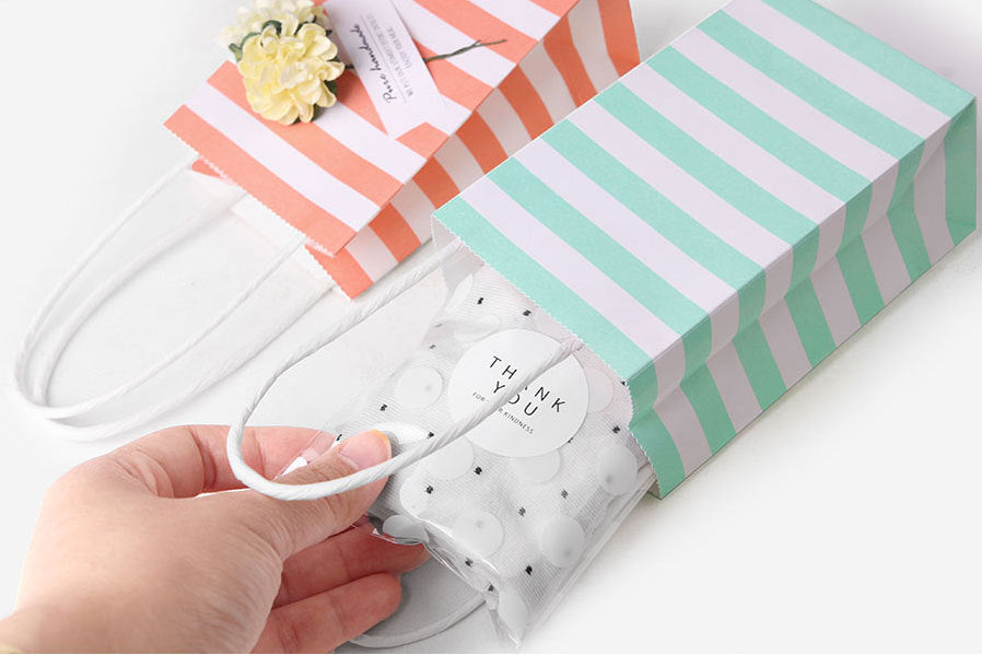 |ノベルティ用品 | ストライプ柄ミニギフトバッグ 10個セット | 7.5×12×5㎝