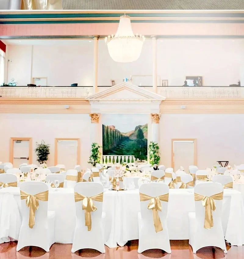 インテリア・パーティ装飾 | サテンリボン椅子カバーセット | 10個 背もたれカバー