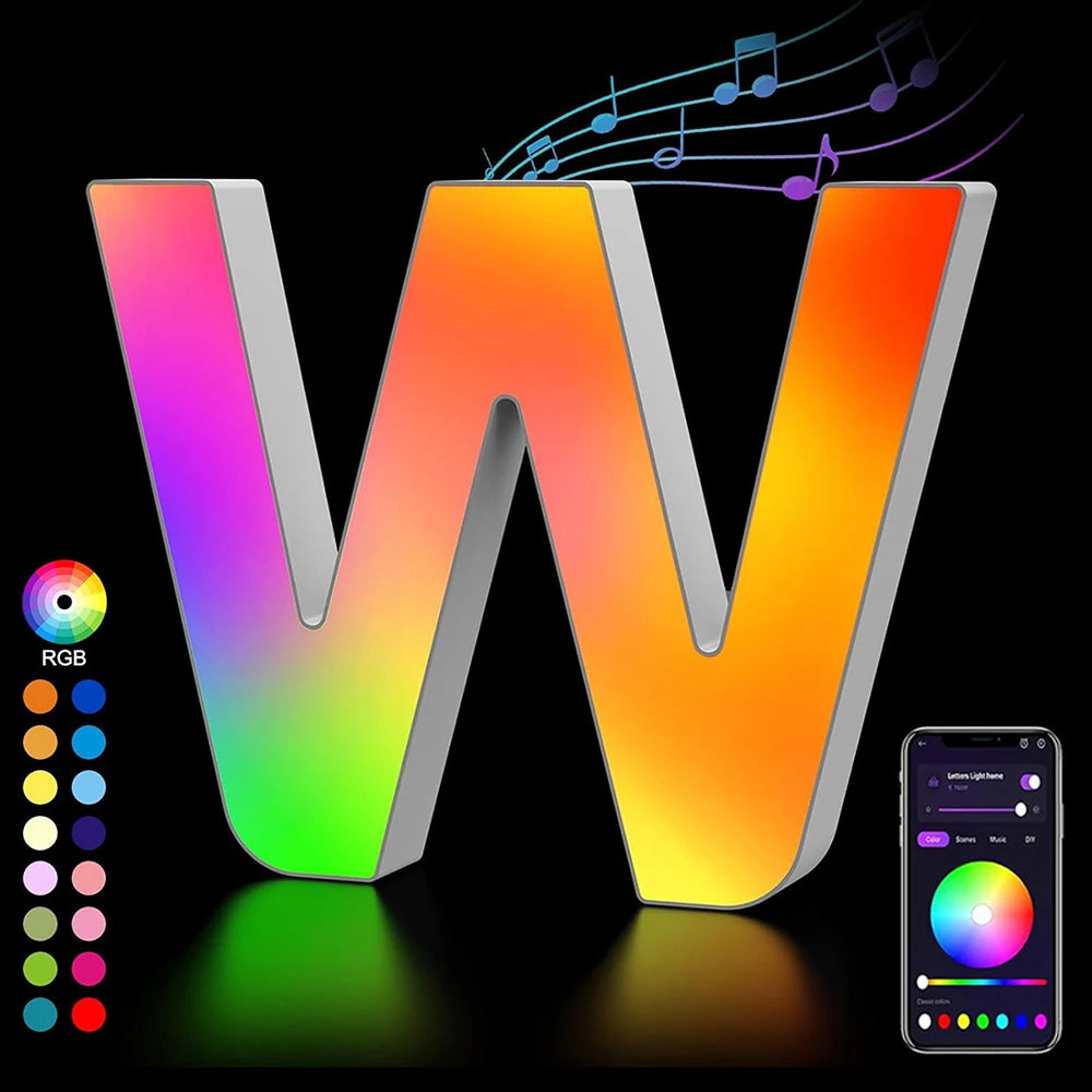 【LED装飾】LEDライト・デコレーションライト(数字/アルファベット)調光可能 レインボーカラー