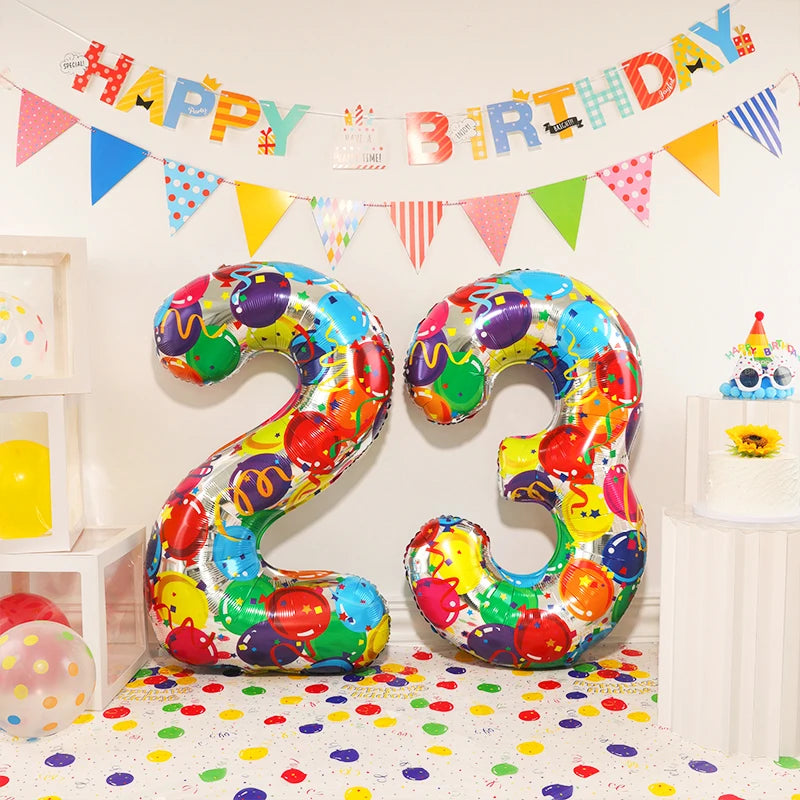イベント・クリスマス装飾|グラデーションレインボー数字バルーン(ナンバーバルーン)