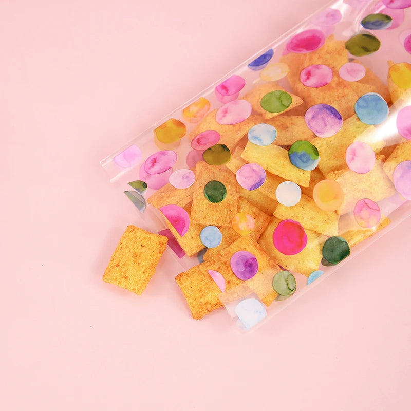 |イベント・ノベルティ用品 | レインボー水玉柄ギフトバッグ 25/50枚セット | W14.4×H27.5㎝