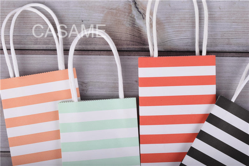 |ノベルティ用品 | ストライプ柄ミニギフトバッグ 10個セット | 7.5×12×5㎝