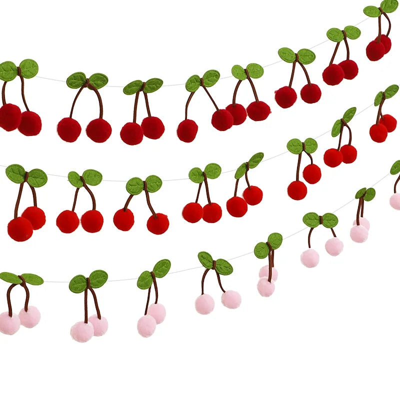 イベント・クリスマス装飾|フェルトボール チェリーガーランド デコレーション