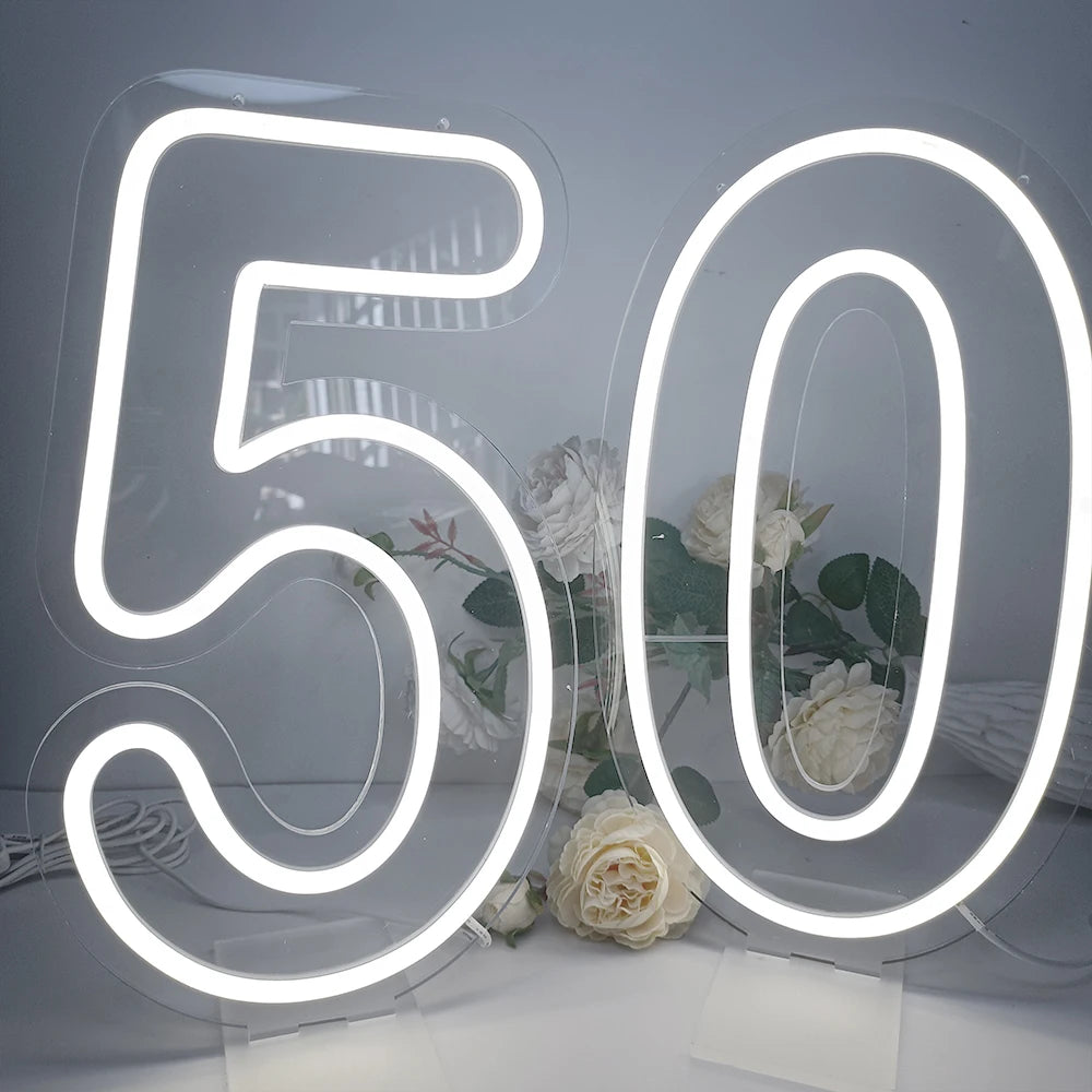 LED数字ネオンサイン(ネオン看板)(0〜9)|USB電源・調光機能付き