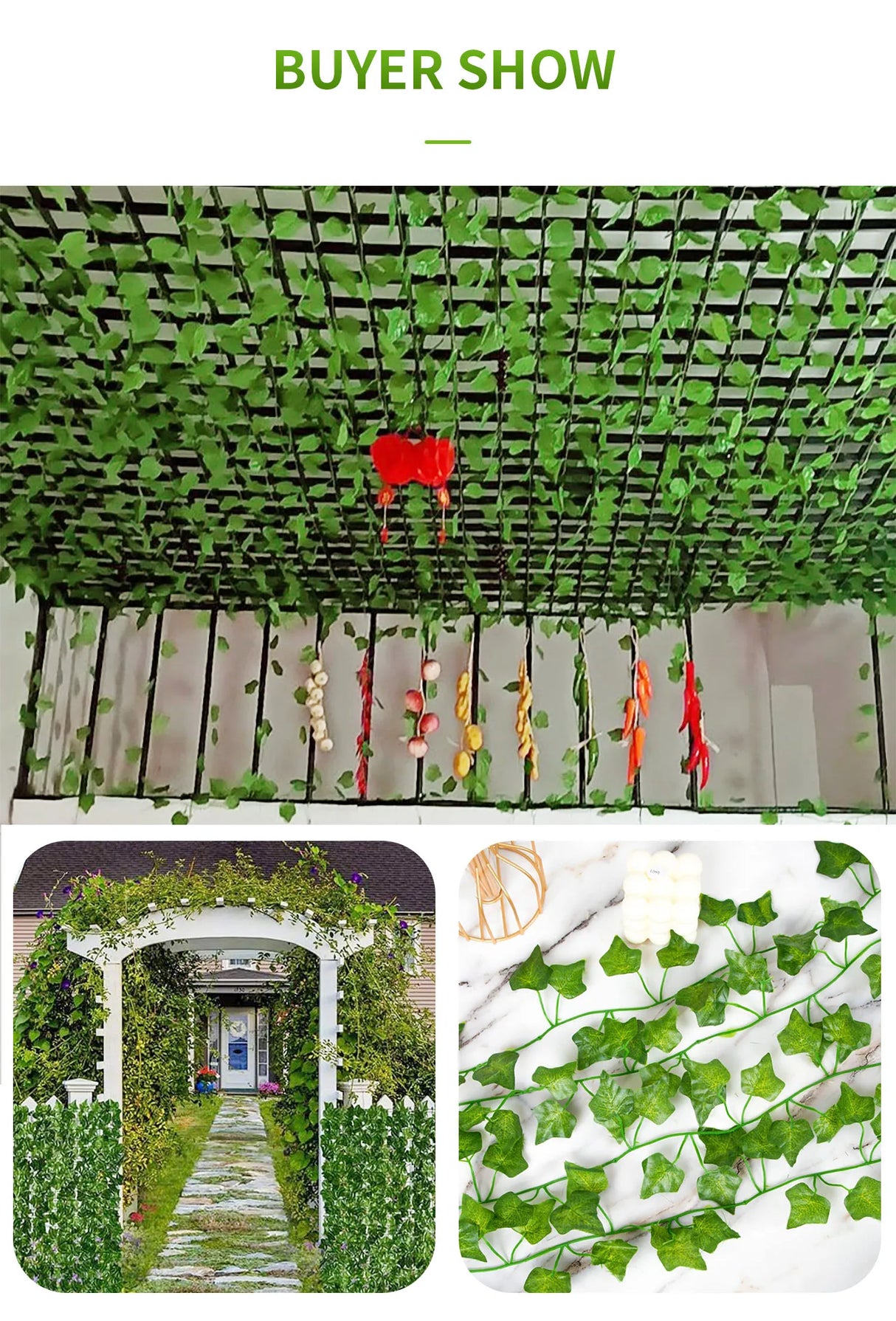 2.1m・グリーン・アイビー・リーフ