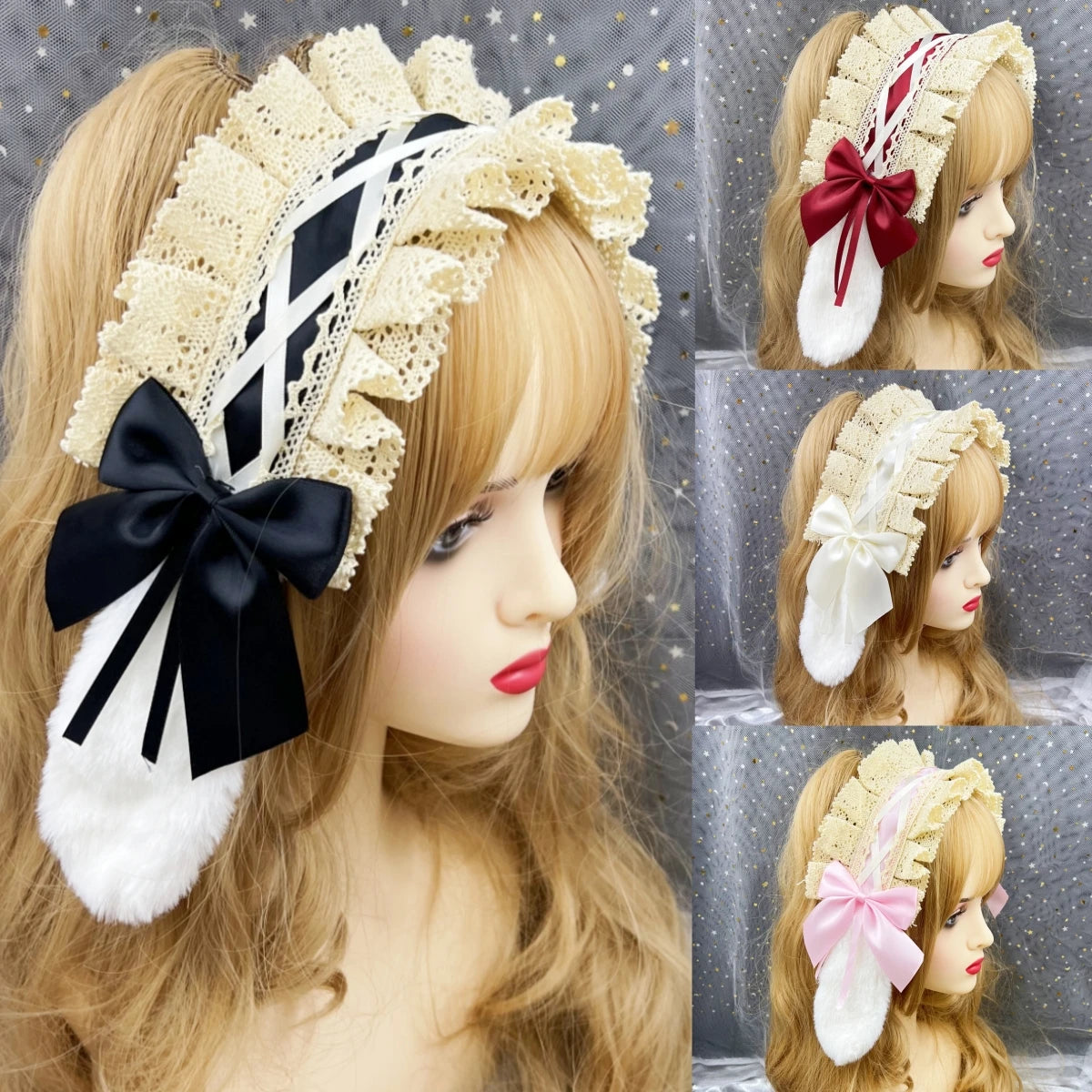 イベント・ハロウィングッズ|ウサギ耳ロリータ風ヘッドドレス