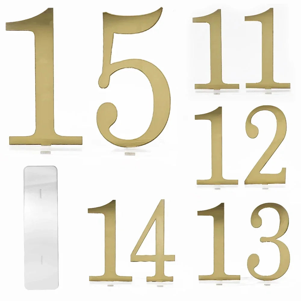 イベント・結婚式装飾|ゴールドミラーのウェディングテーブルナンバー