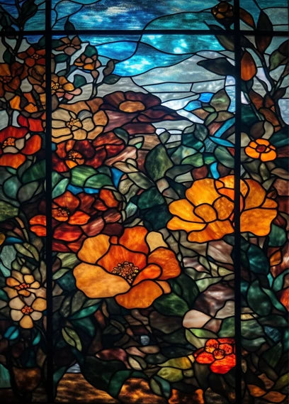 ステンドグラス教会風 ウィンドウフィルム(UVカット・静電気吸着タイプ)