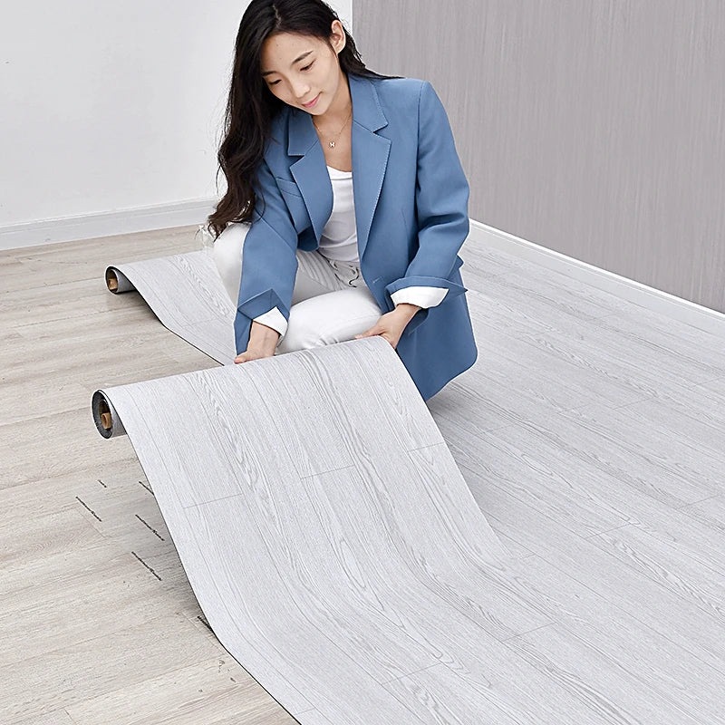 DIYフロアシート 天然木目・大理石風 ステッカー 幅40cm x 300cm ナチュラル