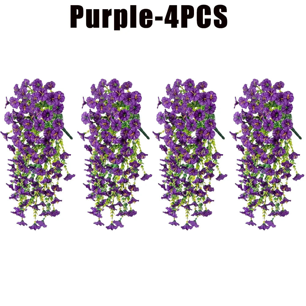 パーティー・ガーデン装飾 造花 リアルなペチュニア再現 2種類シルク製造花ブーケ 紫外線対策