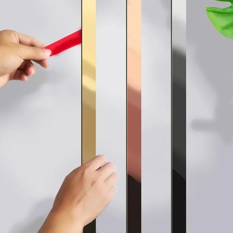 壁面装飾用 リアルなメタリックラインシート 幅1㎝~3㎝ ミラー仕上げ