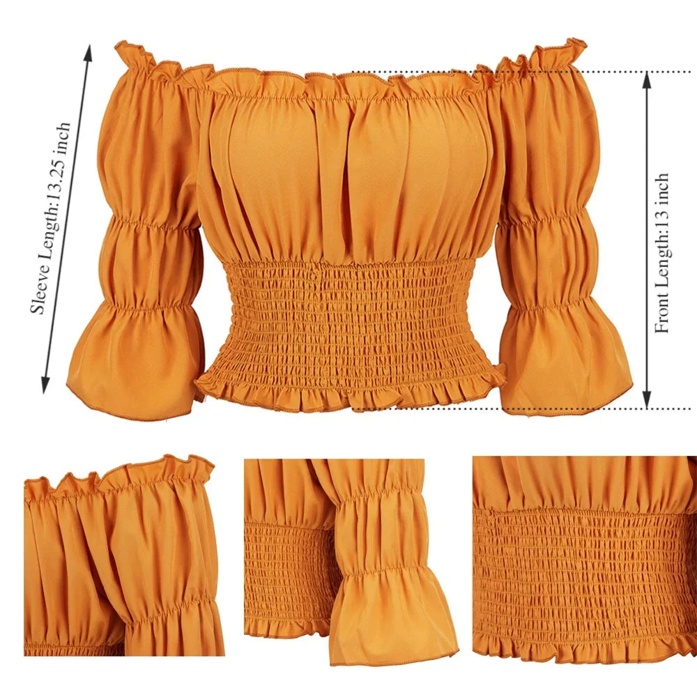 イベント・ハロウィングッズ|シャーリングオフショルダートップス (XS~XXXL)