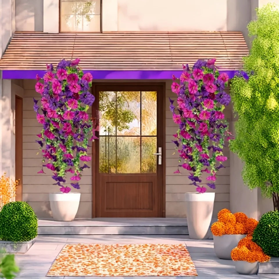 パーティー・ガーデン装飾 造花 UV耐性人工モーニンググローリー リアルなペチュニア再現