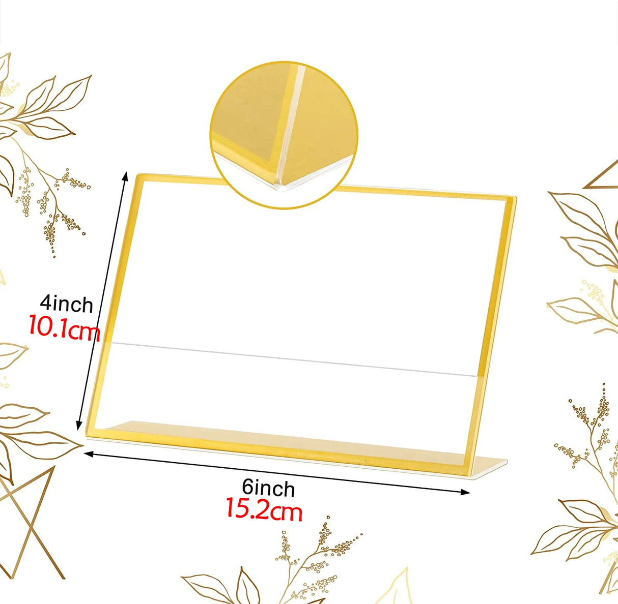 イベント・結婚式装飾|ゴールドフレームアクリルサインホルダー L字型