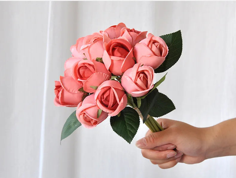 パーティー・インテリア装飾|造花シルクローズブーケ(25cm)