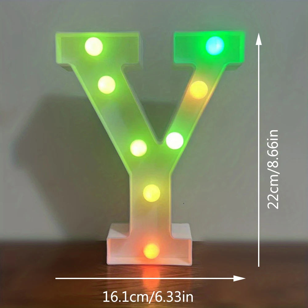 【LED装飾】LEDライト・デコレーションライト(アルファベット/数字)マルチカラー 22cm