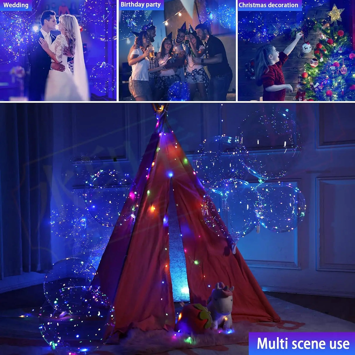 LEDライト付き透明ボボバルーン10個セット