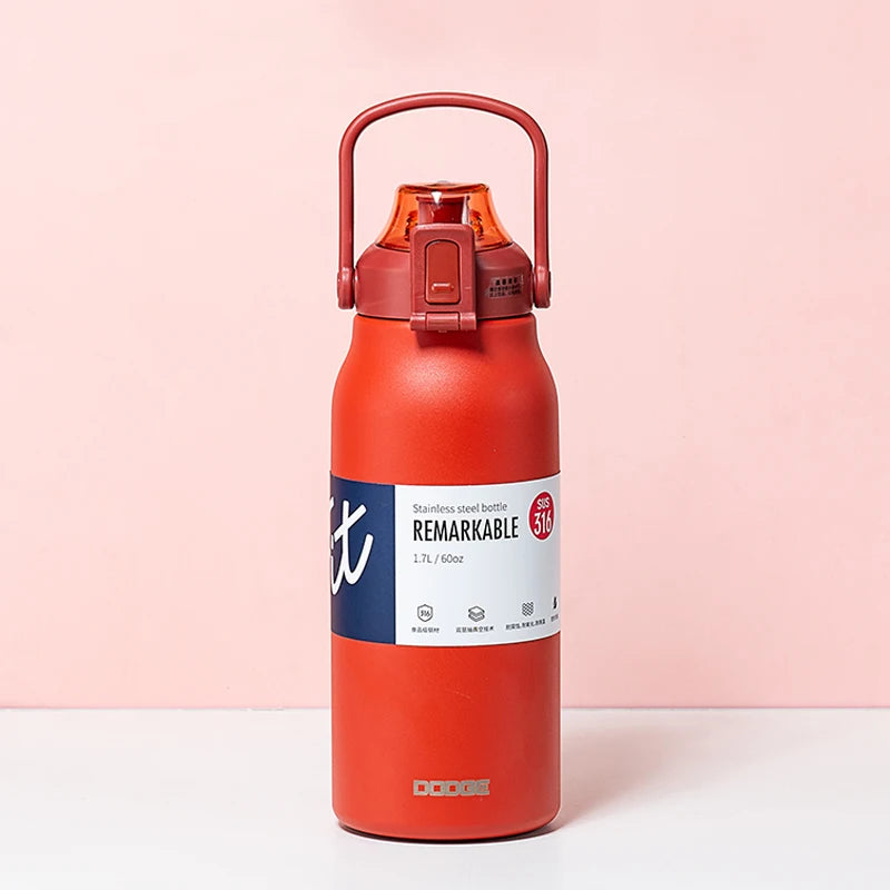 |イベント・ノベルティ用品 | 大容量サーモボトル ストロー付き ステンレス | 1.7L