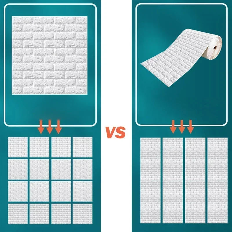 インテリア装飾・DIY 3Dレンガ風シート 60c幅 長さ0.6M/1.2M/3M 防水・防カビ