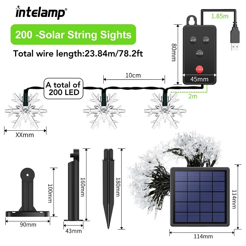 ソーラーライト|イベント・クリスマス装飾|ソーラー充電式 防水LEDイルミネーションライト (22M)