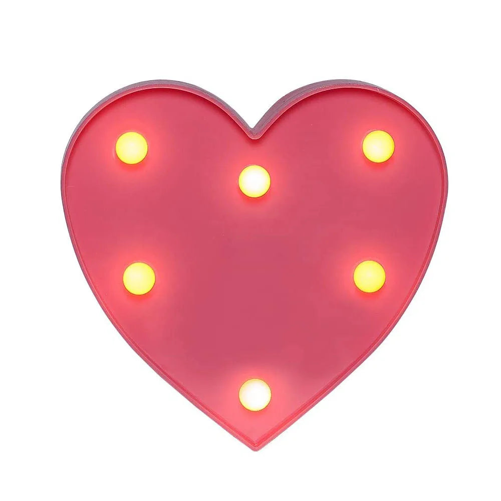 【LED装飾】LEDライト・デコレーションライト(ハート/アルファベット/数字)16cm/22cm プラスチック 電池式