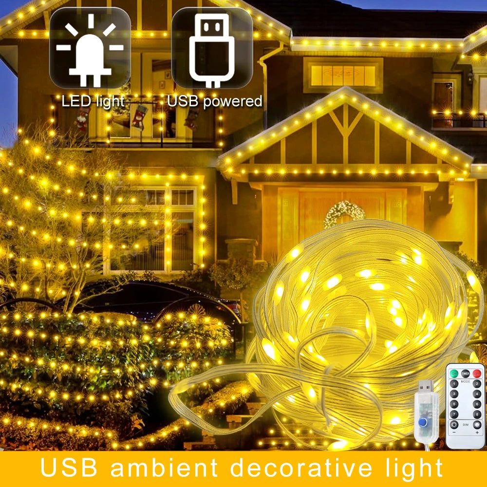ドレープライト|イベント・クリスマス装飾|USBストリングライト( 5M/10M/20M)