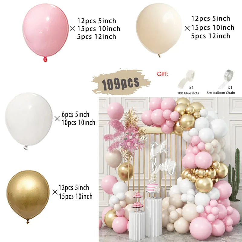 レトロピンク&ホワイトバルーンガーランドキット