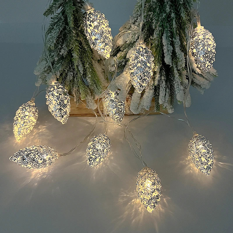 【 LEDライト】ツリー用 松ぼっくり型ライト(ゴールド&シルバー)