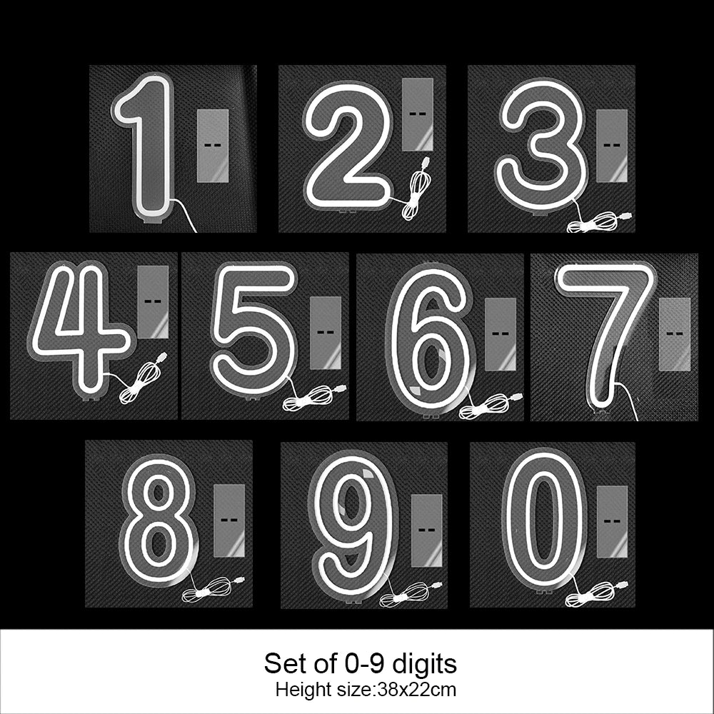 LED数字ネオンサイン(ネオン看板)(0〜9)|USB電源・調光機能付き