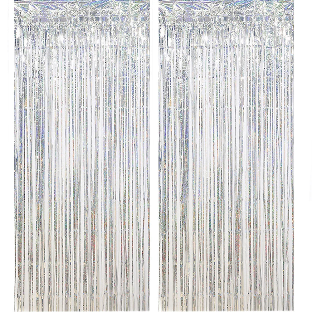 パーティー・インテリア用装飾 キラキラ!ホイル素材カーテン 2Pセット 光反射
