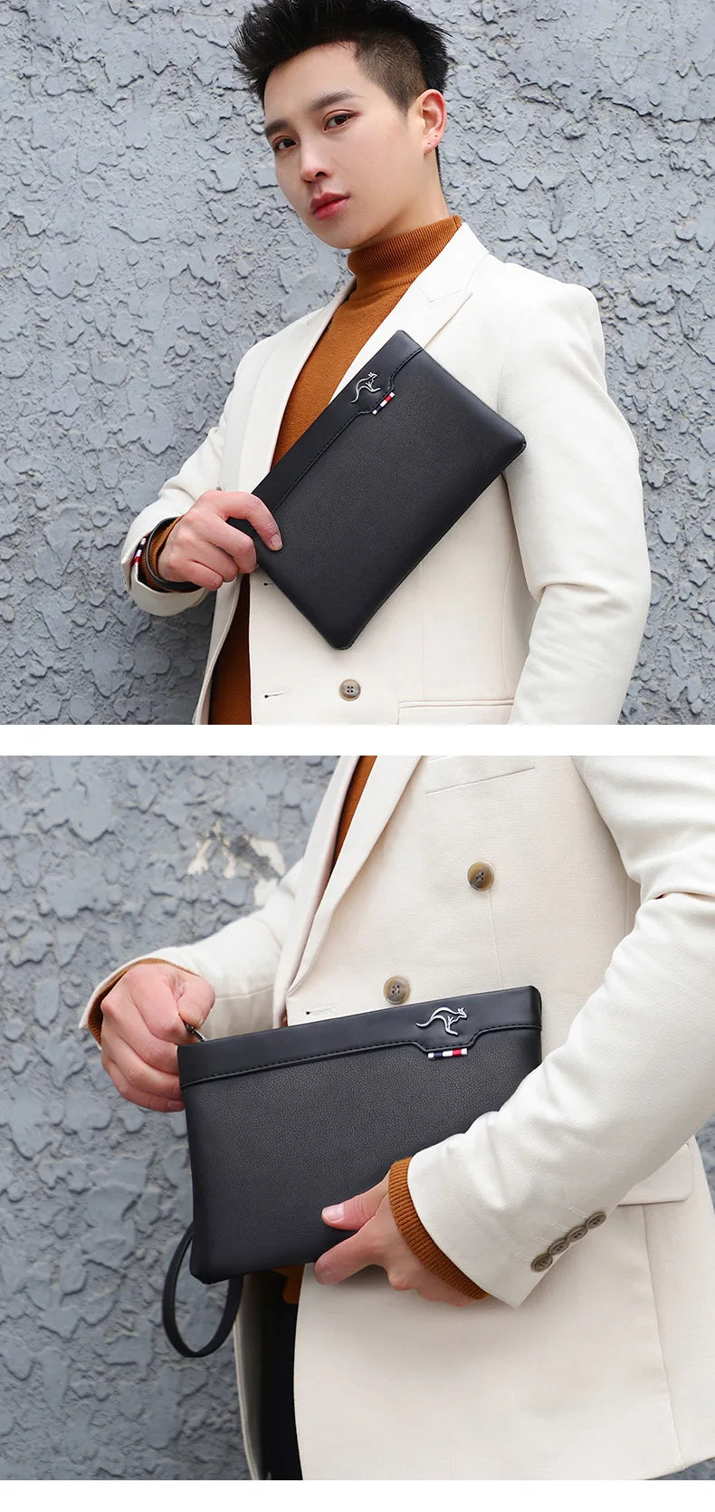 |イベント・ノベルティ用品 | メンズPUレザークラッチバック | W26cm×H17cm×D3cm