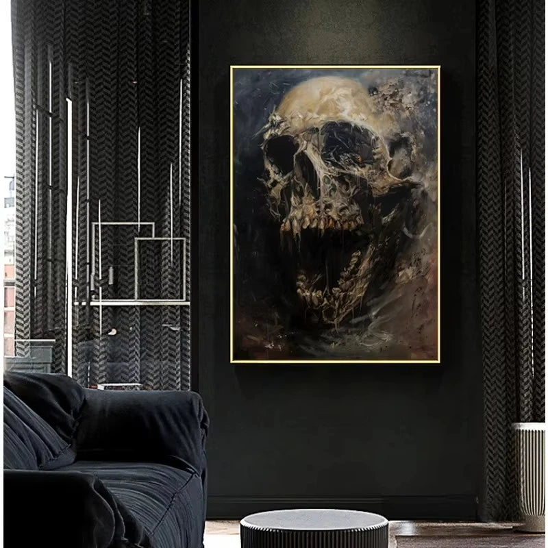 イベント・ハロウィングッズ|不気味な抽象スケルトンキャンバスアート