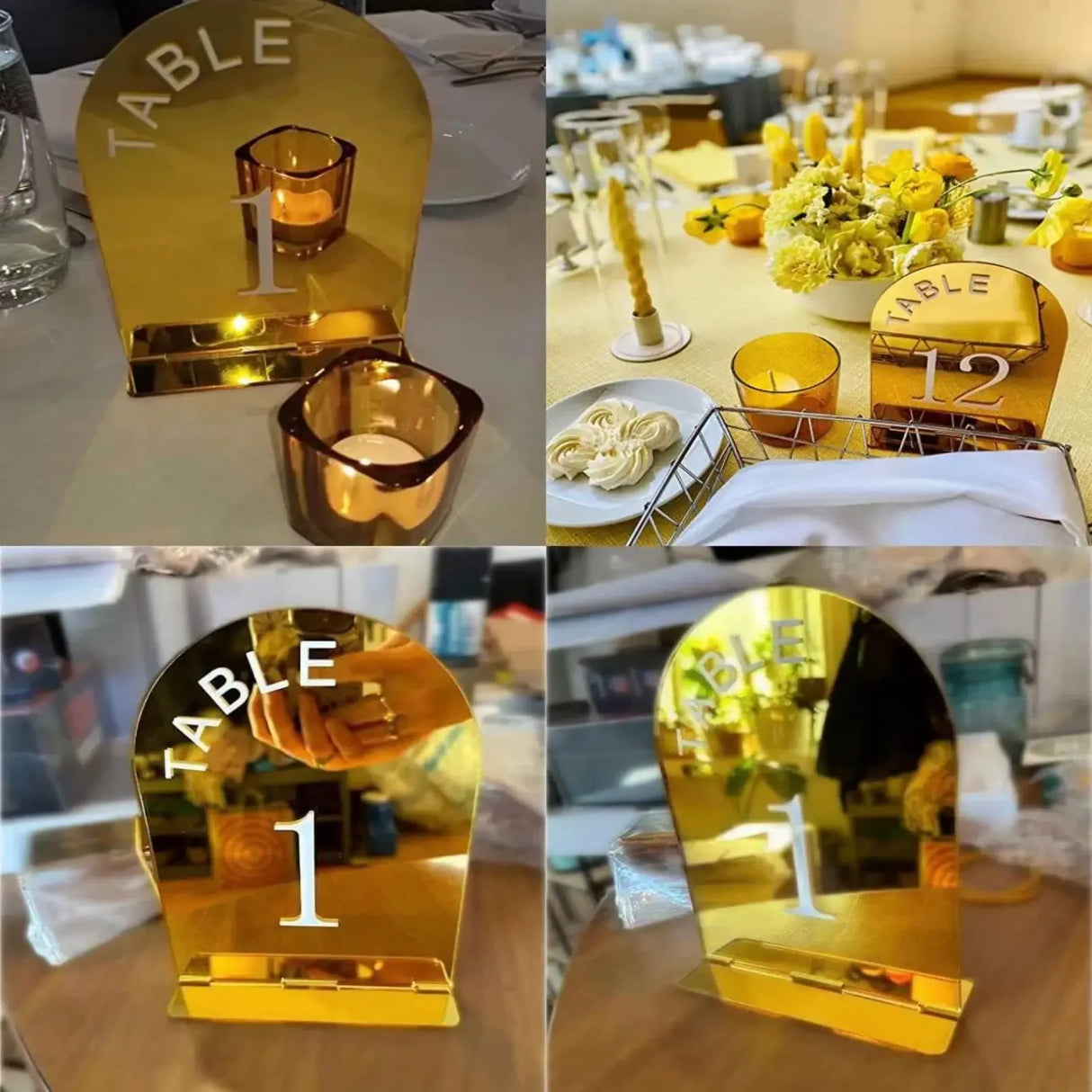 イベント・結婚式装飾|アクリルゴールドミラーウェディングテーブルナンバー