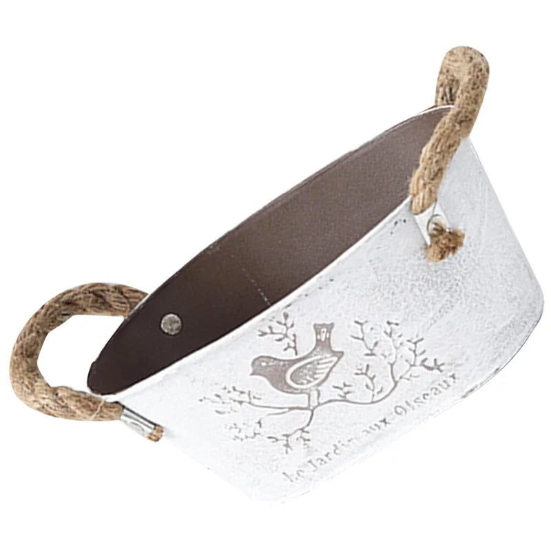 フラワーポットクリエイティブレトロオーバルミニバケツ錬鉄製メタル装飾フラワーポット屋内ルーム