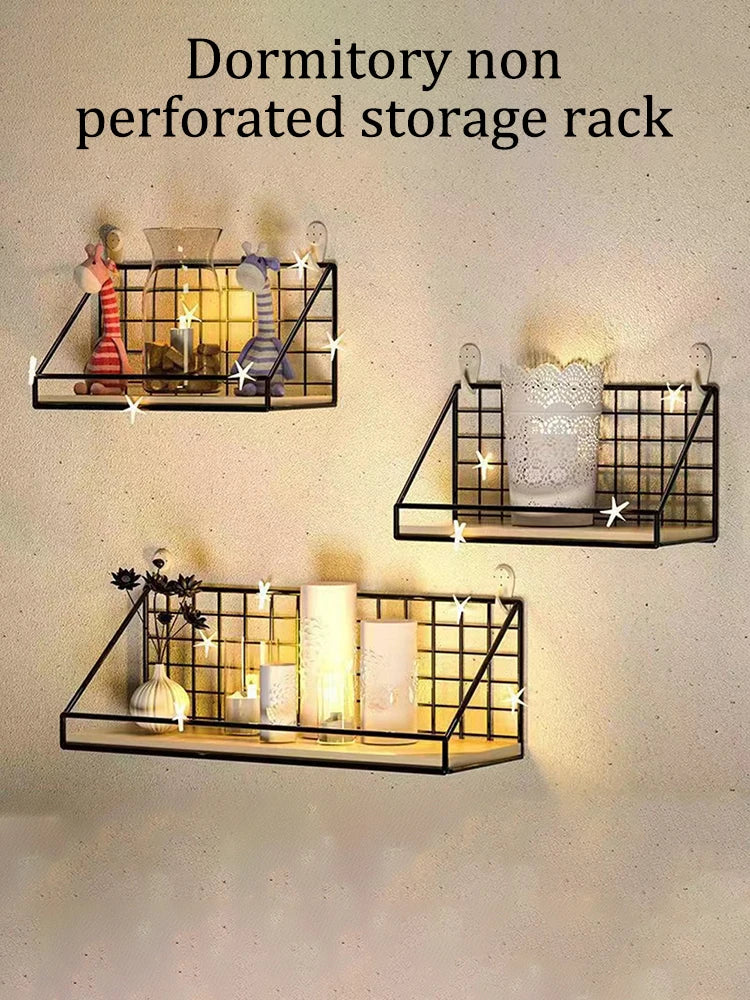 多機能アイアン壁掛け収納棚