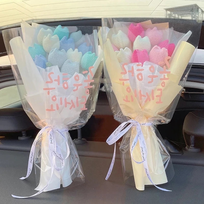 パーティー・インテリア装飾|アレンジメント用造花 かぎ針編みハート・チューリップ(40c)