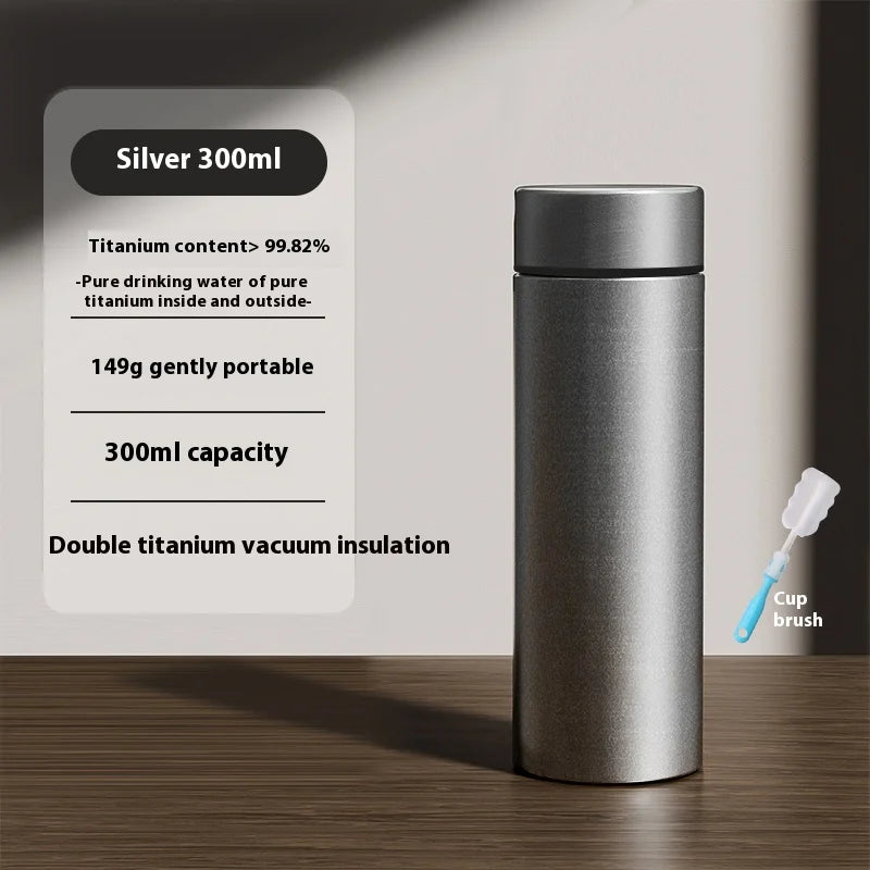 |イベント・ノベルティ用品 | 純チタン断熱カップ 茶水分離機能付き| 200ml/300ml/500ml