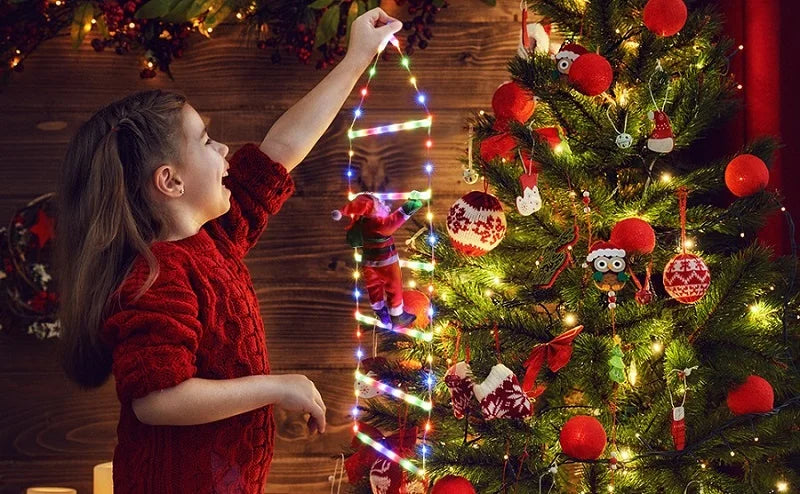 イベント・パーティー装飾|LEDクリスマス装飾セット はしご&サンタ(1.7M)
