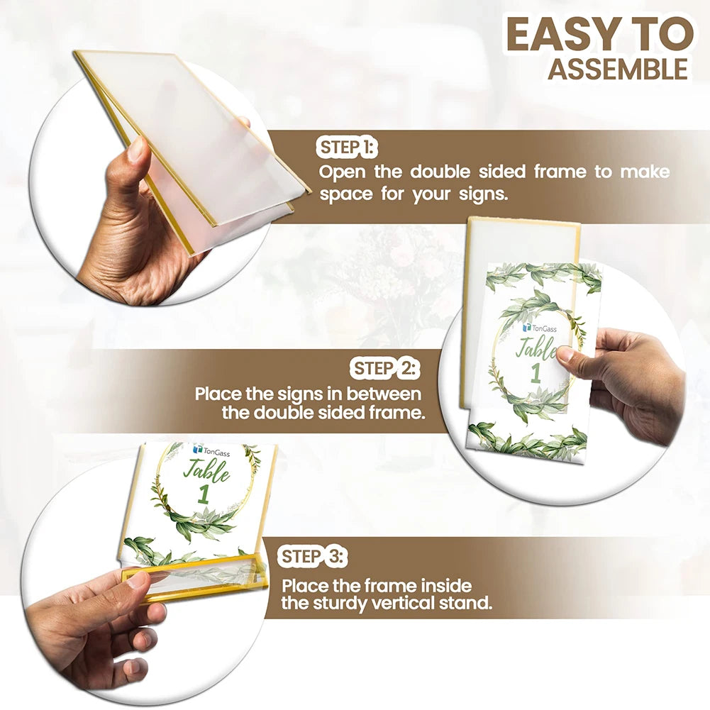 イベント・結婚式装飾|ゴールドフレームアクリルサインホルダー 席札 メニュー