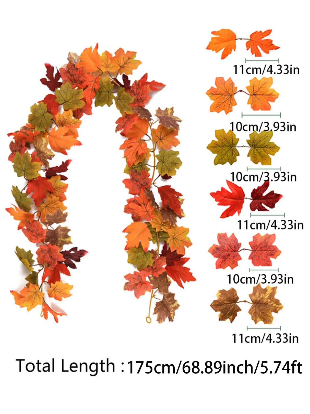 ハロウィンリース|秋のメープルリーフガーランドデコレーション
