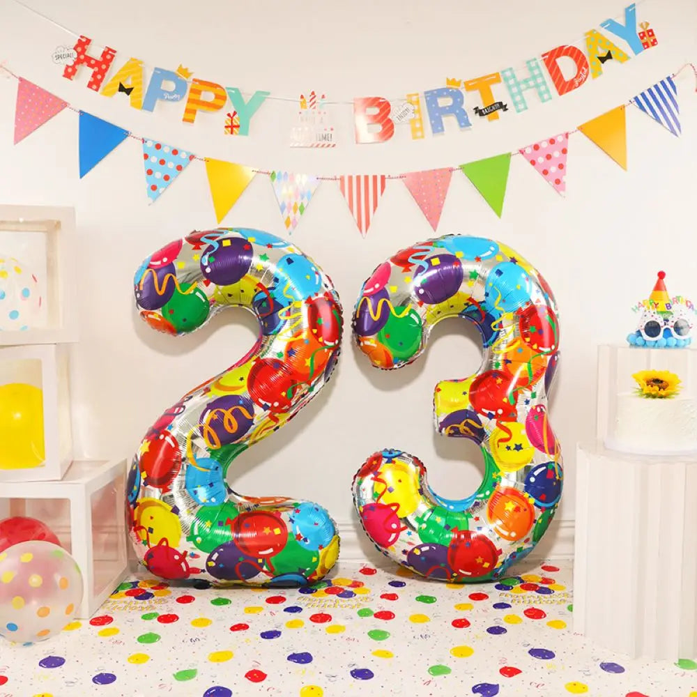 イベント・クリスマス装飾|グラデーションレインボー数字バルーン(ナンバーバルーン)