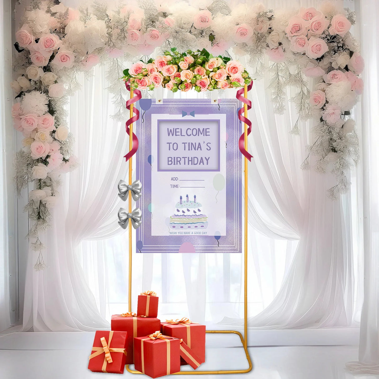 金属製フォトブース ゴールドアーチスタンド