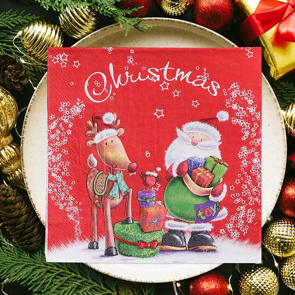 | クリスマスグッズ・ノベルティ用品 | クリスマス柄ペーパーナプキン20枚セット| 33x33c