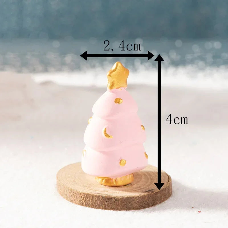 【クリスマス用装飾】ミニクリスマスツリー サンタ&妖精の樹脂置物