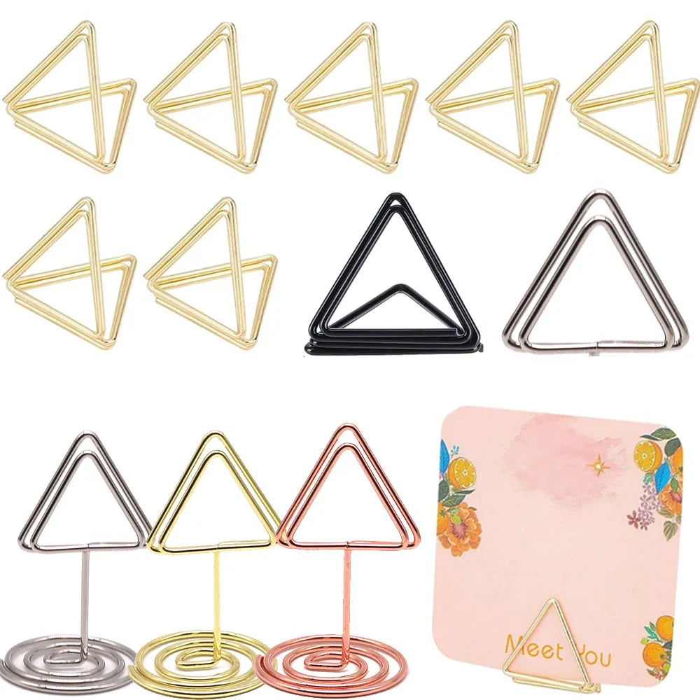 イベント・結婚式装飾|金属製三角形フォトクリップスタンド10個セット