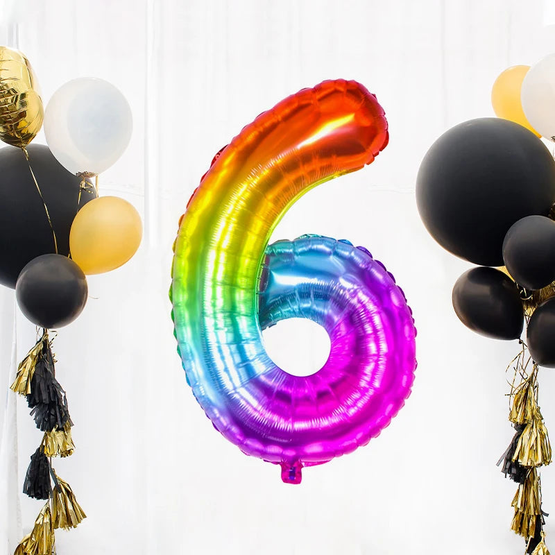 イベント・クリスマス装飾|グラデーションレインボー数字バルーン(ナンバーバルーン)
