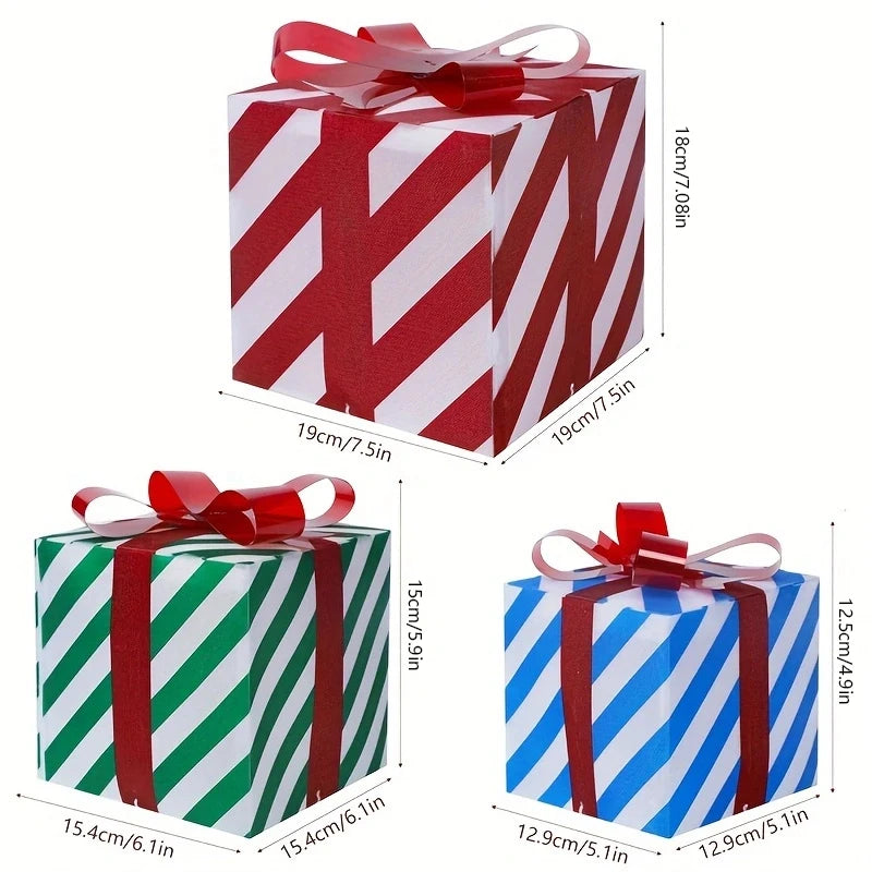 モチーフライト|イベント・クリスマス装飾|LED付きクリスマスギフトボックスセット(3個セット)