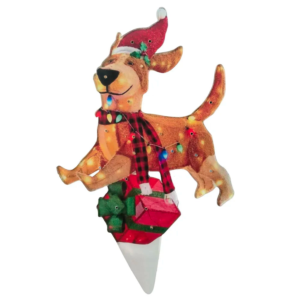 イベント・クリスマス装飾|LEDアクリルプレート型イルミネーション 子犬オーナメント