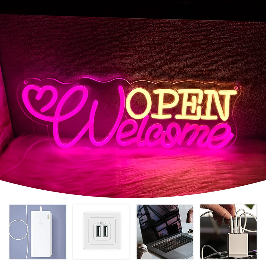 Welcome Open LEDネオンサイン(ネオン看板)